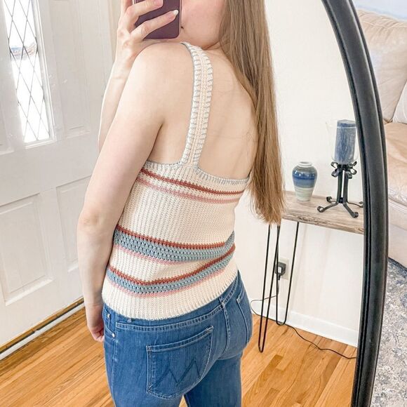 Rails Sienna Crochet Knit Top Cream Rainbow M - Picture 4 of 8